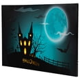 thumbnail image 5 of Northlight 23.5" Halloween Prelit LED Church in Cemetery Canvas Wall Art - Teal Blue/Black, 5 of 10