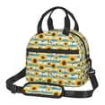 thumbnail image 1 of Disketp White Blue Striped Sunflower Lonchera Térmica para Mujer y Hombre, Bolsa de Almuerzo Reutilizable e Impermeable para Trabajo, Viajes y Picnic, 1 of 7