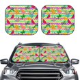 thumbnail image 2 of Naloa Multicolored Tropical Print 2-Piece Windshield Sunshade,Foldable Car Front Window Sun Shades,for Most Sedans SUV Truck-Large, 2 of 6