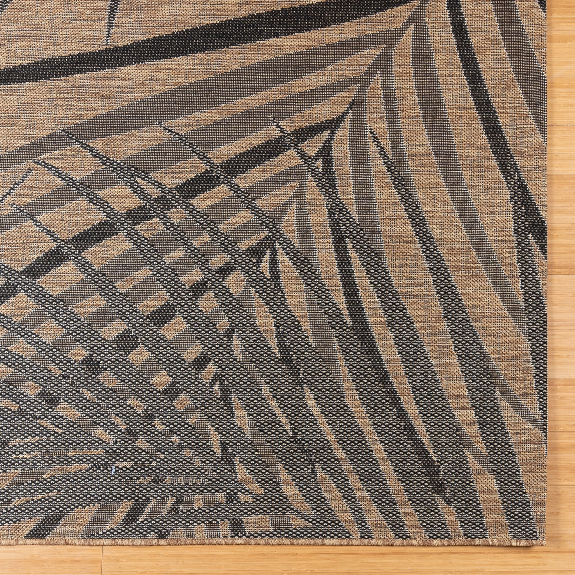Gertmenian Paseo Paume Coastal Floral Chestnut and Black Outdoor Area Rug, 5x7