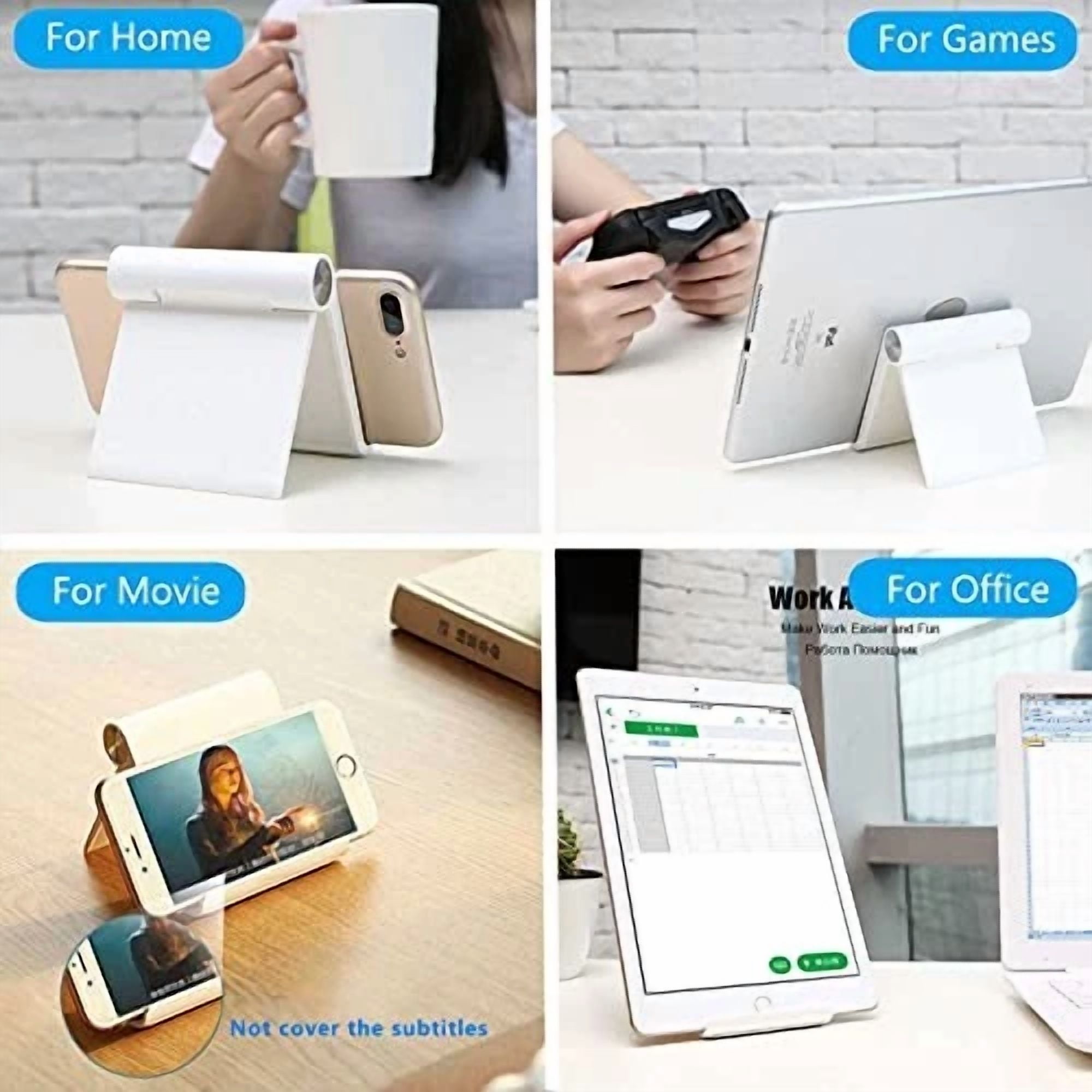 RHEA- Cell Phone Stand Holder, Cellphone Holder Adjustable Desktop Phone Stand White