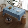 thumbnail image 3 of Enova Home 54" x 86" High Quality Rectangle Cotton and Linen Tablecloth (Blue), 3 of 5