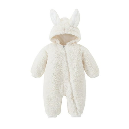 

Huanxu Baby Jumpsuit Clothes for Kids Boys Girls Color Plush Cute Rabbit Ears Winter Thick Jumpsuit Romper Infant Outerwear