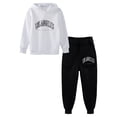 thumbnail image 5 of ZDHoor Boys Girls 2 Pieces Tracksuit Sweatsuit Hooded Pullover Sweatshirt with Sweatpants Jogger Set White&Black 5-6, 5 of 6
