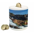 thumbnail image 1 of Rainforest Piggy Bank, Pongour Waterfall Exotic Natural Beauty Landscape Mountain Rocks Print, Ceramic Coin Bank Money Box for Cash Saving, 3.6" X 3.2", White Blue, by Ambesonne, 1 of 4