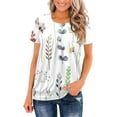 thumbnail image 2 of ICHUANYI Clearance Ruched Round Neck Blouse Tees For Women Printing Loose Short Sleeve Tops Summer Classic T-Shirt(White, XL) ICHUANYI WER2023081004886, 2 of 6