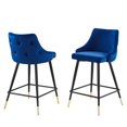 thumbnail image 1 of Counter Stool Chair, Set of 2, Velvet, Blue Navy, Modern Contemporary Urban Design, Bar Pub Cafe Bistro Hotel Restaurant Hospitality, 1 of 9