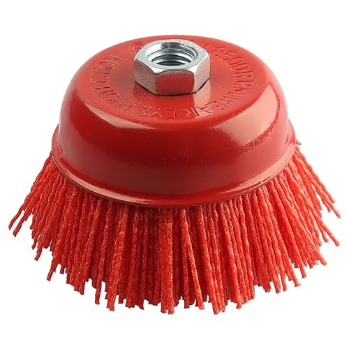 4 Inch Abrasive Nylon Cup Brush for Angle Grinder,  Wire Wheel for Angle Grinder 5/8 Inch-11 Threaded Arbor, Nylon Wire Brush for Drill Ideal for Removing Rust, Corrosion, Paint.