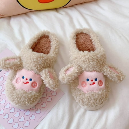 

Daznico Slippers for Women Cute Animal Slippers For Women Winter Warm House Slippers Soft Shoes Coffee 7.5