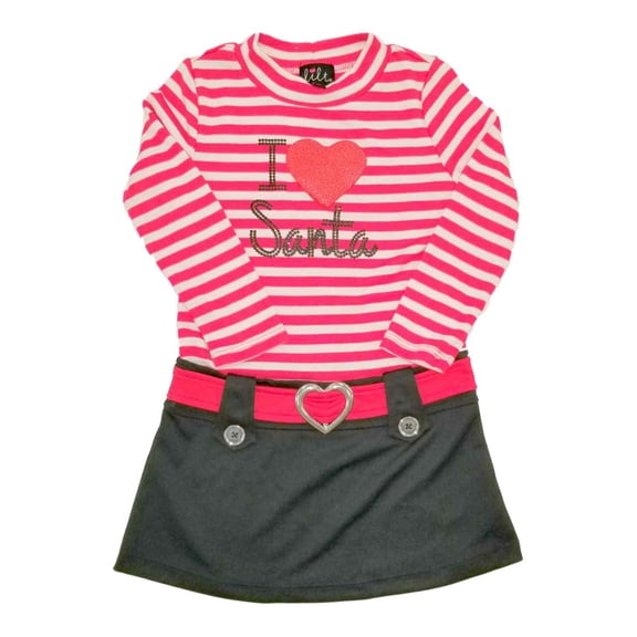 Infant Toddler Girls Red Stripe I Heart Santa Christmas Party Dress Black 3T