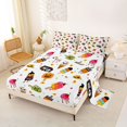 thumbnail image 2 of Feelyou Cartoon Halloween Ice Cream Queen Sheets, Spooky Skull Candy Queen Sheet Sets, 4pcs, 1 Flat Sheet, 1 Fitted Sheet and 2 Pillowcases, 2 of 5
