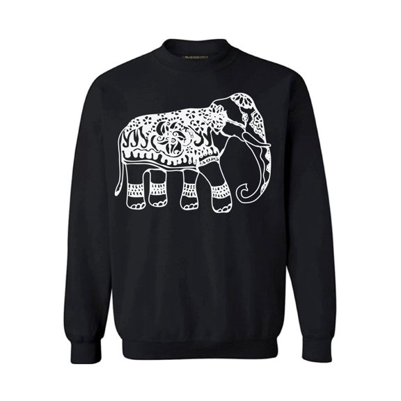 Awkward Styles White Elephant Unisex Crewneck Patterned Crewneck for Women Elephant Sweater for Him Tracery Sweater Indian Pattern Crewneck Elephant Crewnecks Animal Sweatshirt Animals Crewneck