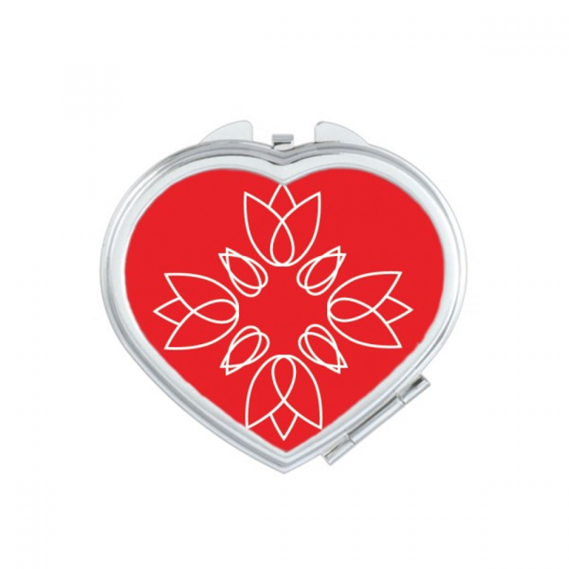 Flower Line Flower Pattern Heart Mirror Travel Magnification Portable Handheld Pocket Makeup