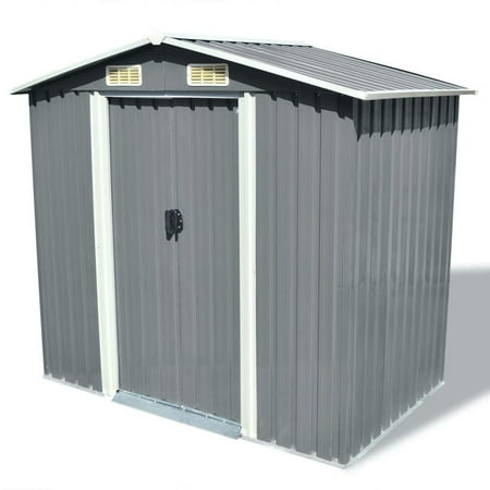 Anself 6.69 x 4.33 ft. Garden Plastic Storage Shed, Gray