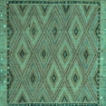 thumbnail image 1 of Ahgly Company Machine Washable Indoor Square Oriental Turquoise Blue Traditional Area Rugs, 6' Square, 1 of 4