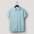 thumbnail image 3 of Kagetolytai Womens Tops Womens Short Sleeve Shirts Solid Color Casua Button Down Blouse Tops With Chest Pocket Summer Tops for Women 2024 Light Blue L, 3 of 6