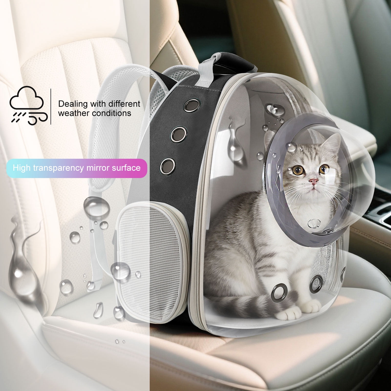 Pet Carrier Backpack for Cat Bunny Small Puppy, Clear Bubble Window and Dome with Extra Soft Pillow, 12 lb Limit