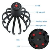Head Massager, Electric Scalp Massager with 3 Modes and Automatic Function, 12 PET 3D Arms Hands-Free USB Charging, for Hair Growth Stress Relief Relaxation and Hair Stimulation, Knee Massager