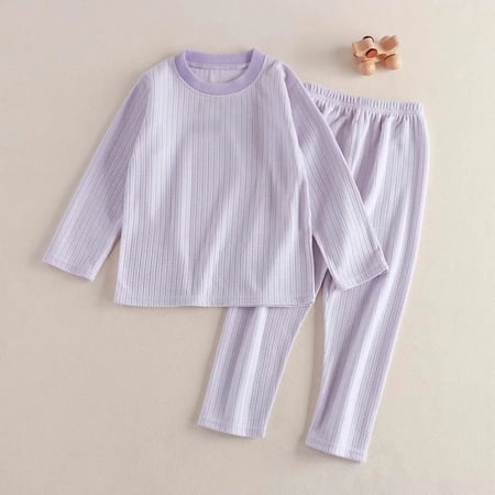 BOOMNY Child Girls Thermal Underwear Sets 2 Peice Soft Long Sleeve Sleepwear Tops Pants Pjs Set for Kids Cozy Loungewear Homewear