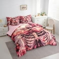 thumbnail image 4 of Feelyou Pink Bowknot Skeleton Twin Bedding Sets 7-Piece for Teen, Romantic Rose Floral Bedding Comforter Set, Gothic Valentine's Day Reversible Sheet Sets, Lightweight Room Decor, 4 of 8