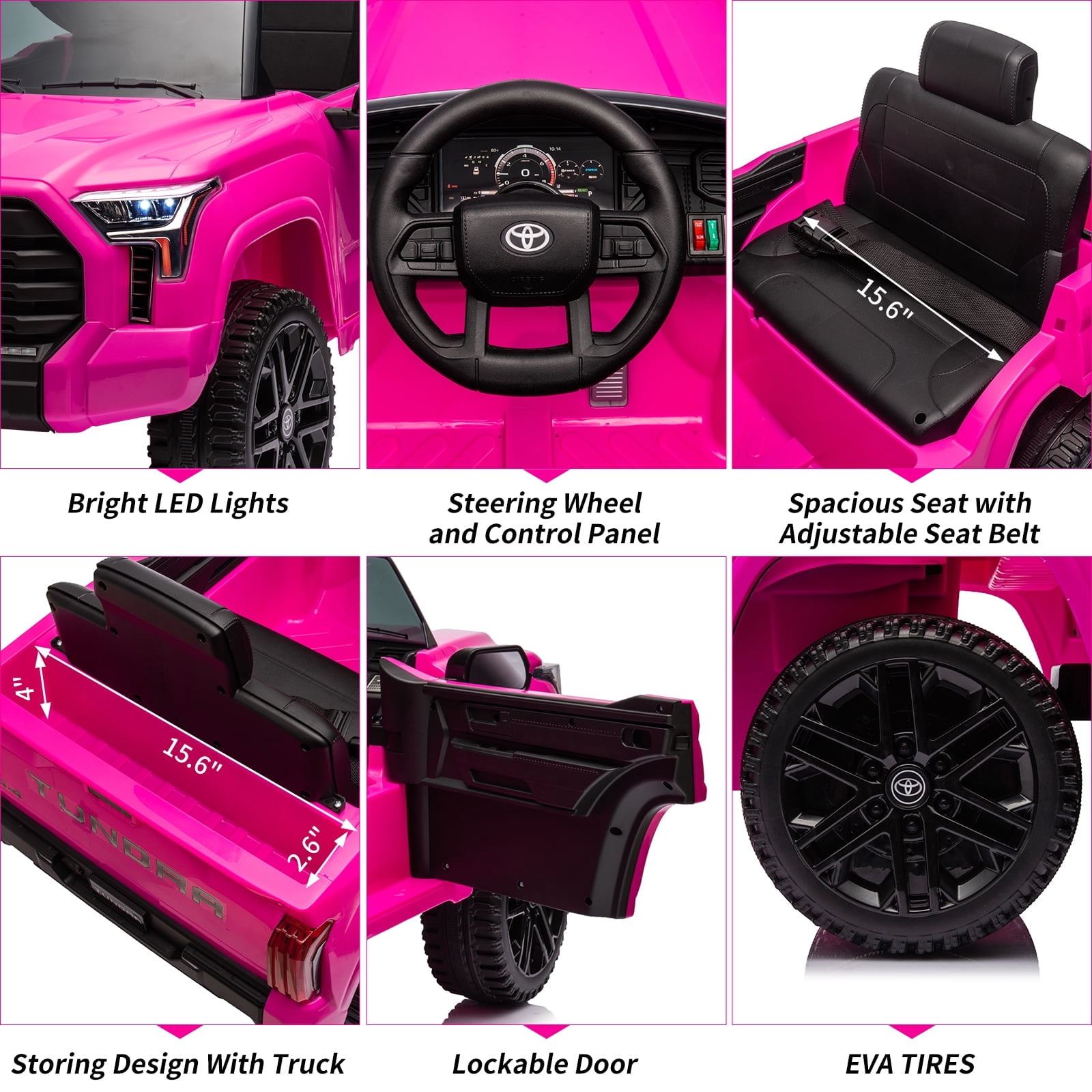 EastVita 12V Ride on Car [Toyota Licensed] Ride on Toys, Battery Powered Electric Car with Remote Control, MP3, LED Lights, Safety Belt etc. for Age 3+Boys Girls
