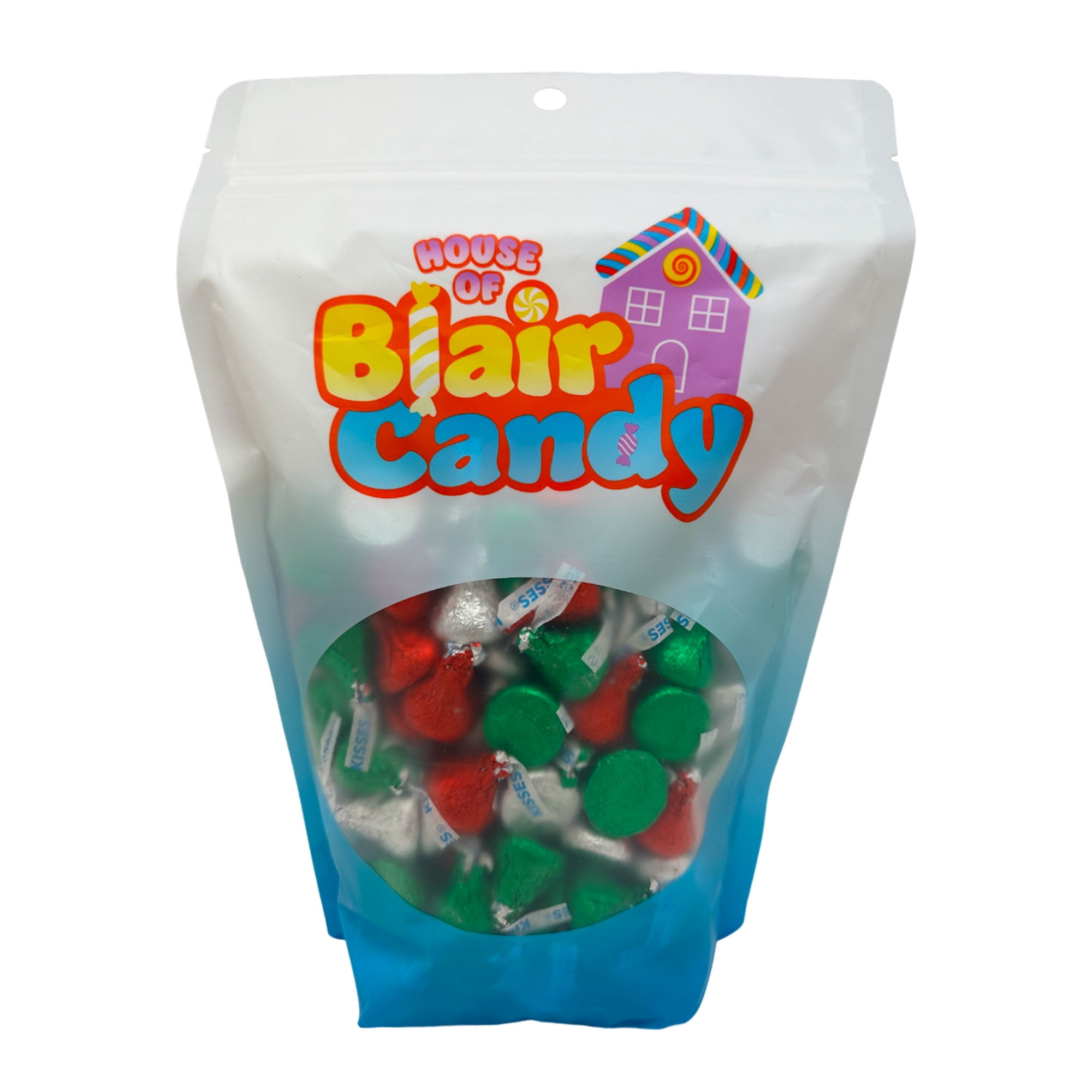 Hershey’s Milk Chocolate Kisses Christmas Edition - 2 Lb Resealable Bulk Candy Bag (approx. 200 pieces) - Chocolate Christmas Candy - Red, Silver, & Green Foil Wrapping