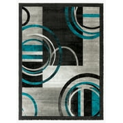 Newport Collection - Gray, Dark Gray, Teal Abstract Modern Area Rug