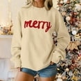 thumbnail image 1 of Chandails d'Hiver Grande Taille pour Femmes Chandail Décontracté de Noël Imprimé Col Rond Manches Longues Sweat à Capuche Amusant Beige G, 1 of 6
