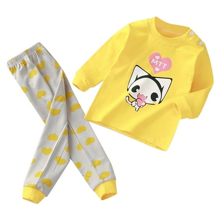 

Girls And Boys Baby Soft Shirt Baby Cartoon Prints Long Sleeve Kid Sleepwear Sets 2 Piece Sizes 6-12 Months