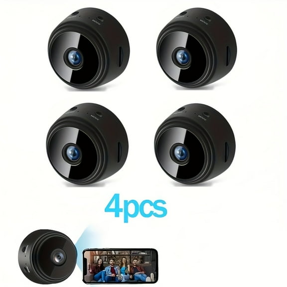 A9 Wireless Security Camera 4Pack: 150° Rotation, Wide-Angle, Night Vision, 2.4GHz WiFi for Indoor/Outdoor Use, Home/Office/Pet/Baby Monitor, Durable