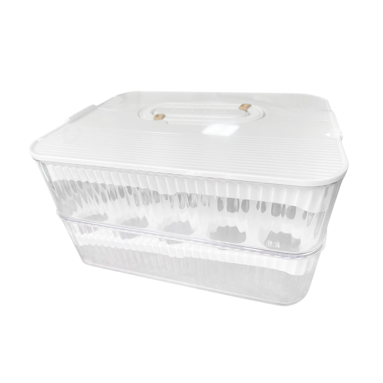 Fiocias Egg Container Freshness Timer Support Stackable Eggs Tray Bins Egg Fresh Storage 2 Layer and white