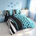 thumbnail image 2 of Homewish Animal Print Queen Bedding, Blue Zebra Leopard Print Bedding Comforter Set Queen, Black Reversible, 7-Piece, 2 of 7