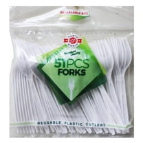 Disposable White Forks In Zipper Bag: 51Pcs