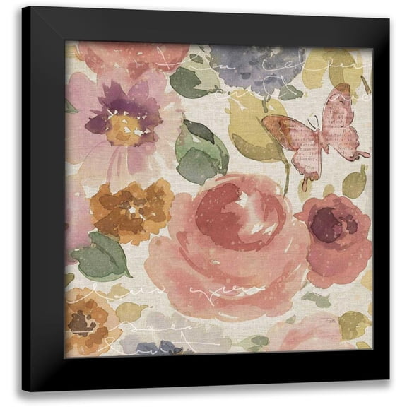Pela 12x12 Black Modern Framed Museum Art Print Titled - Romantic Poem III