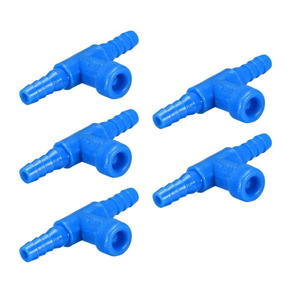 Uxcell Aquarium Air Valve T Shaped 2 Way Air Pump Control Valves for Fish Tank Plastic Blue 5  Pack