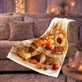 thumbnail image 6 of Autumn Harvest Basket Still Life Pumpkin Apple Sunflower, Festive Holiday Scene, Warm Flannel Blanket for Ranch House and Living Room, Art Lovers Thanksgiving Gift, Festive Home Decor, 6 of 9