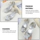 thumbnail image 2 of EeaseMX 1 par de zapatos de tacón alto con diamantes de imitación y lentejuelas brillantes para niñas, zapatos de cristal plateados, 2 of 7