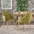 thumbnail image 2 of GDF Studio Navagio Mid Century Modern Fabric Upholstered Dining Chairs, Set of 2, Green and Light Walnut, 2 of 11