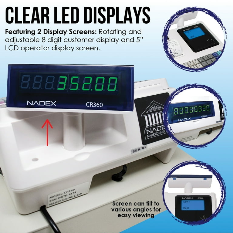 Nadex Coins CR360 Thermal-Print Electronic Cash Register (White