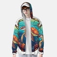 thumbnail image 2 of Balery Sea Turtle in Coral Sudadera ligera de manga larga con capucha y protección solar UPF 50+ para hombre y mujer, ideal para pesca y running-3X-Large, 2 of 7