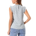 thumbnail image 3 of INSPIRAR CHIC Blusa sin mangas para mujer con volantes, estilo de oficina, blusas florales vintage de los años 50, S, azul claro-floral, 3 of 6