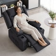 thumbnail image 2 of GAOHAPY Rocker Recliner Chair,360° Swivel Recliner Chair for Adults,Oversized Single Sofa Seat with Cup Holders,Recliner Single Sofa with Side Pocket(Black), 2 of 7