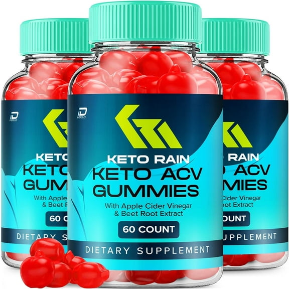 (3 Pack) Keto Rain Keto ACV Gummies, KetoRain Apple Cider Vinegar Gummies, (180 Gummies)