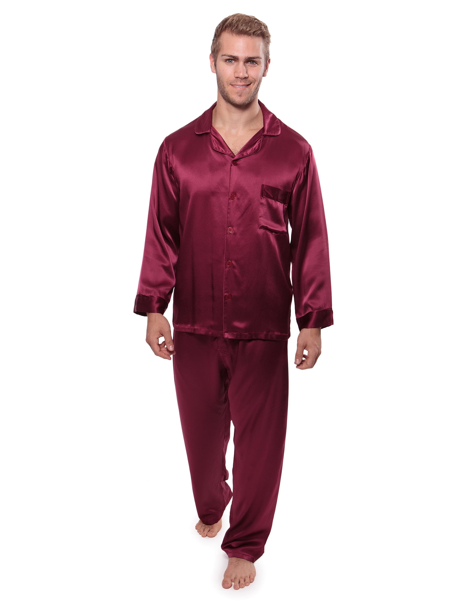 TexereSilk Men's Classic Silk Pajama Set Luxury Sleepwear