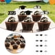 thumbnail image 1 of Pack de adornos para cupcakes de graduación – Gorro de graduación con purpurina, diploma y palillos para cupcakes. Perfectos para la fiesta de graduación, para postres, pasteles y la graduación, 1 of 6