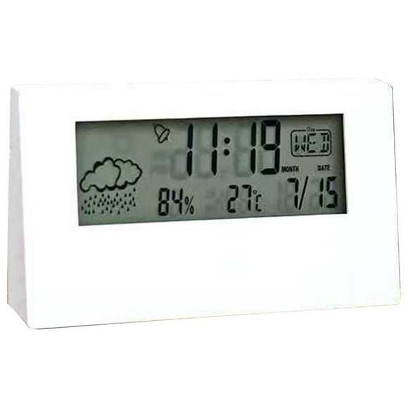 Digital Alarm Clock with Lcd Weather Display Temperature Humidity Screen Snooze Alarm Electronic Time Management Reminder