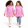 thumbnail image 4 of Maqroz Girls Rain Jackets Waterproof Hooded Fleece Lined Raincoats Full Zip Hearts Graphic Lightweight Windbreakers for Kids Cozy Travel Hiking Jackets with Pockets, 4 of 12