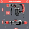thumbnail image 2 of Rotary Hammer Drill with Vibration Control and Safety Clutch,1500W Heavy Duty 1-1/4 Inch SDS-Plus Demolition Hammer for Concrete with 4 Drill Bits, Flat and Point Chisel, 2 of 7