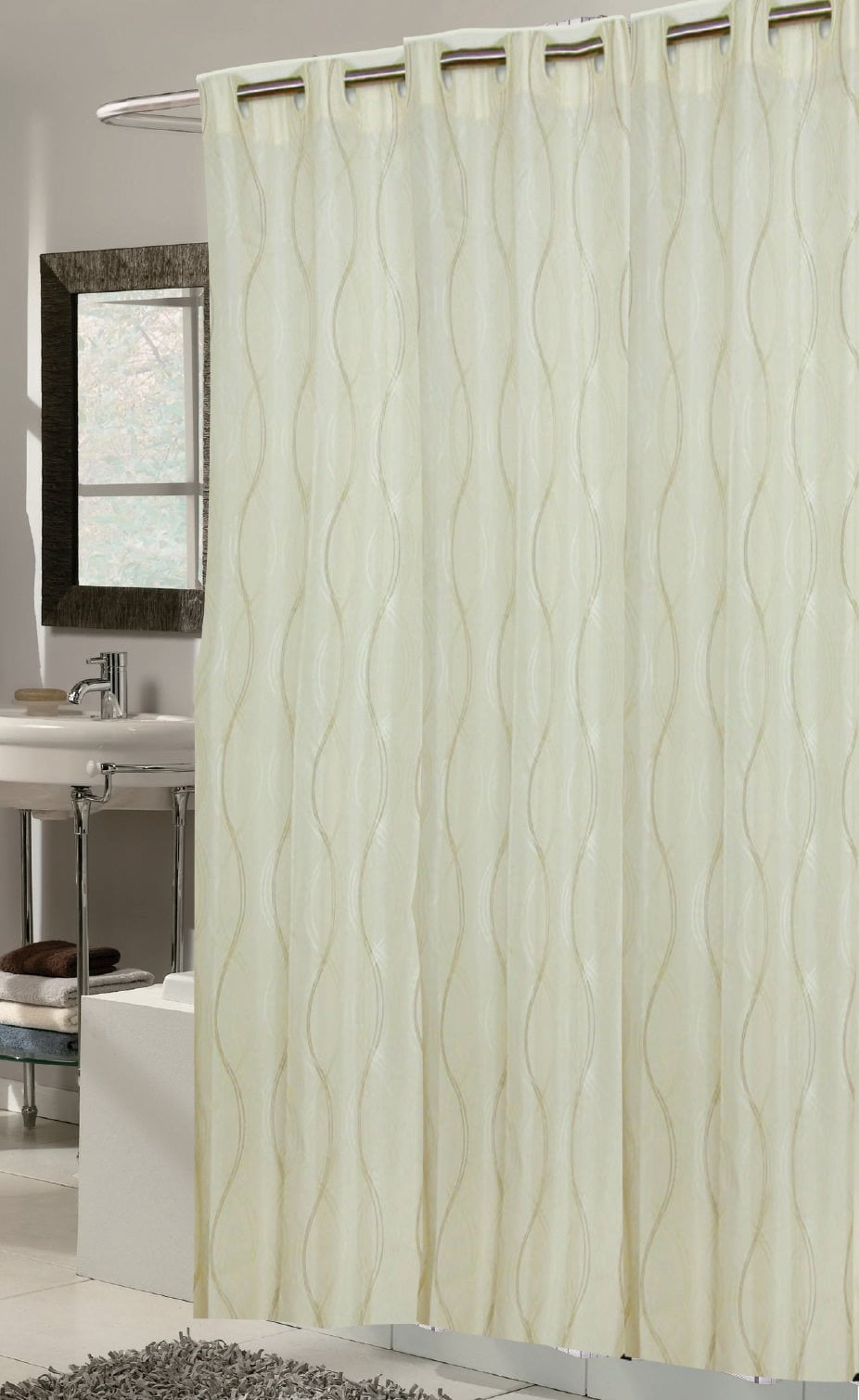 Royal Bath Ez On Fabric Shower Curtain With Built In Shower Curtain