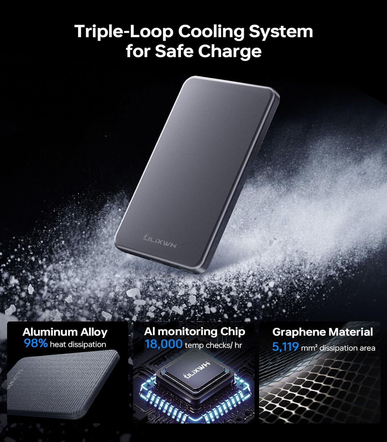[0.3" Ultra Slim] [Alloy-Made] for Magsafe Portable Charger iPhone, 2025 Upgrade 5000mAh Fast Charging Magnetic Power Bank, Wireless Battery Pack iPhone 17 Air 16 15 Pro Max 14 13, Grey